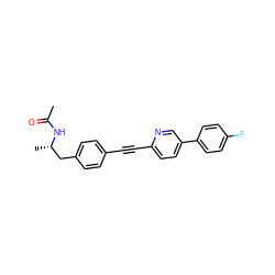 CC(=O)N[C@@H](C)Cc1ccc(C#Cc2ccc(-c3ccc(F)cc3)cn2)cc1 ZINC000142335880