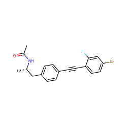 CC(=O)N[C@@H](C)Cc1ccc(C#Cc2ccc(Br)cc2F)cc1 ZINC000142339465