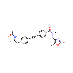 CC(=O)N[C@@H](C)Cc1ccc(C#Cc2ccc(C(=O)N(C)Cc3nc(C)oc3C)cc2)cc1 ZINC000113413720