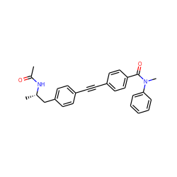 CC(=O)N[C@@H](C)Cc1ccc(C#Cc2ccc(C(=O)N(C)c3ccccc3)cc2)cc1 ZINC000169706281