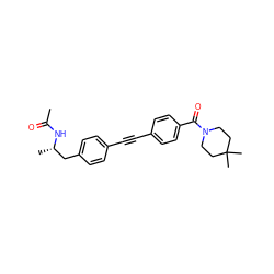 CC(=O)N[C@@H](C)Cc1ccc(C#Cc2ccc(C(=O)N3CCC(C)(C)CC3)cc2)cc1 ZINC000169706275