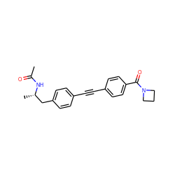 CC(=O)N[C@@H](C)Cc1ccc(C#Cc2ccc(C(=O)N3CCC3)cc2)cc1 ZINC000169706273