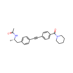 CC(=O)N[C@@H](C)Cc1ccc(C#Cc2ccc(C(=O)N3CCCCC3)cc2)cc1 ZINC000113238493