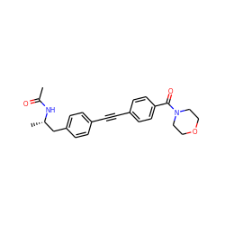 CC(=O)N[C@@H](C)Cc1ccc(C#Cc2ccc(C(=O)N3CCOCC3)cc2)cc1 ZINC000113409408