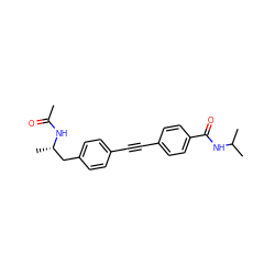 CC(=O)N[C@@H](C)Cc1ccc(C#Cc2ccc(C(=O)NC(C)C)cc2)cc1 ZINC000169706283