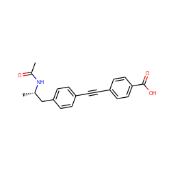 CC(=O)N[C@@H](C)Cc1ccc(C#Cc2ccc(C(=O)O)cc2)cc1 ZINC000113235294