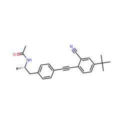 CC(=O)N[C@@H](C)Cc1ccc(C#Cc2ccc(C(C)(C)C)cc2C#N)cc1 ZINC000142341191