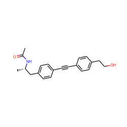 CC(=O)N[C@@H](C)Cc1ccc(C#Cc2ccc(CCO)cc2)cc1 ZINC000113410482