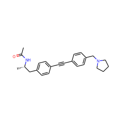 CC(=O)N[C@@H](C)Cc1ccc(C#Cc2ccc(CN3CCCC3)cc2)cc1 ZINC000113412162