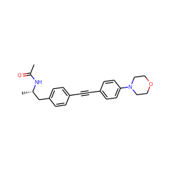 CC(=O)N[C@@H](C)Cc1ccc(C#Cc2ccc(N3CCOCC3)cc2)cc1 ZINC000169706184