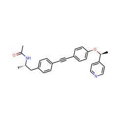 CC(=O)N[C@@H](C)Cc1ccc(C#Cc2ccc(O[C@@H](C)c3ccncc3)cc2)cc1 ZINC000169706313