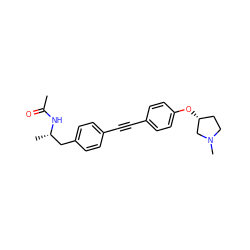 CC(=O)N[C@@H](C)Cc1ccc(C#Cc2ccc(O[C@@H]3CCN(C)C3)cc2)cc1 ZINC000113413710