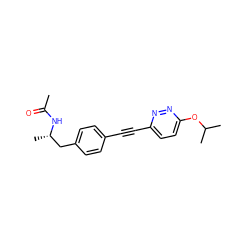 CC(=O)N[C@@H](C)Cc1ccc(C#Cc2ccc(OC(C)C)nn2)cc1 ZINC000169706208