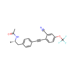 CC(=O)N[C@@H](C)Cc1ccc(C#Cc2ccc(OC(F)(F)F)cc2C#N)cc1 ZINC000142340757