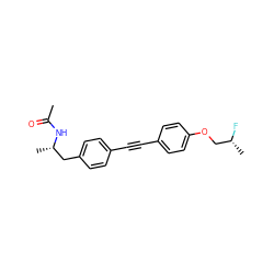 CC(=O)N[C@@H](C)Cc1ccc(C#Cc2ccc(OC[C@@H](C)F)cc2)cc1 ZINC000169706333