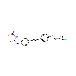 CC(=O)N[C@@H](C)Cc1ccc(C#Cc2ccc(OC[C@@H]3CC3(F)F)cc2)cc1 ZINC000113411802