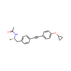 CC(=O)N[C@@H](C)Cc1ccc(C#Cc2ccc(OC3CC3)cc2)cc1 ZINC000169706220