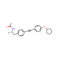 CC(=O)N[C@@H](C)Cc1ccc(C#Cc2ccc(OC3CCCC3)cc2)cc1 ZINC000113411560