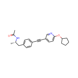 CC(=O)N[C@@H](C)Cc1ccc(C#Cc2ccc(OC3CCCC3)nc2)cc1 ZINC000113412014