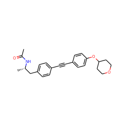 CC(=O)N[C@@H](C)Cc1ccc(C#Cc2ccc(OC3CCOCC3)cc2)cc1 ZINC000113413738