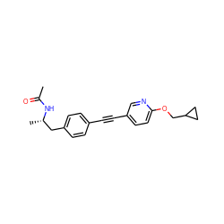 CC(=O)N[C@@H](C)Cc1ccc(C#Cc2ccc(OCC3CC3)nc2)cc1 ZINC000113412048