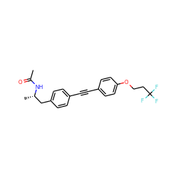 CC(=O)N[C@@H](C)Cc1ccc(C#Cc2ccc(OCCC(F)(F)F)cc2)cc1 ZINC000169706325