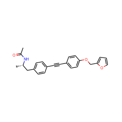 CC(=O)N[C@@H](C)Cc1ccc(C#Cc2ccc(OCc3ccco3)cc2)cc1 ZINC000169706301