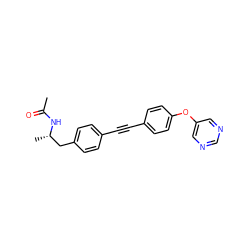 CC(=O)N[C@@H](C)Cc1ccc(C#Cc2ccc(Oc3cncnc3)cc2)cc1 ZINC000113413829