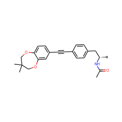 CC(=O)N[C@@H](C)Cc1ccc(C#Cc2ccc3c(c2)OCC(C)(C)CO3)cc1 ZINC000113414142