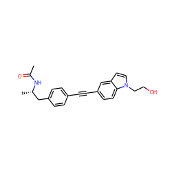 CC(=O)N[C@@H](C)Cc1ccc(C#Cc2ccc3c(ccn3CCO)c2)cc1 ZINC000142339907