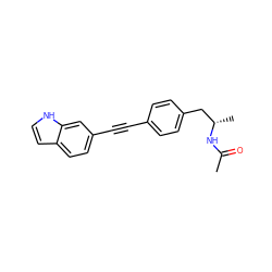 CC(=O)N[C@@H](C)Cc1ccc(C#Cc2ccc3cc[nH]c3c2)cc1 ZINC000142343598