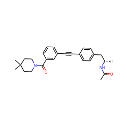 CC(=O)N[C@@H](C)Cc1ccc(C#Cc2cccc(C(=O)N3CCC(C)(C)CC3)c2)cc1 ZINC000113411666