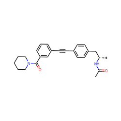 CC(=O)N[C@@H](C)Cc1ccc(C#Cc2cccc(C(=O)N3CCCCC3)c2)cc1 ZINC000113409442