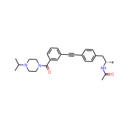 CC(=O)N[C@@H](C)Cc1ccc(C#Cc2cccc(C(=O)N3CCN(C(C)C)CC3)c2)cc1 ZINC000113409434