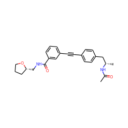 CC(=O)N[C@@H](C)Cc1ccc(C#Cc2cccc(C(=O)NC[C@@H]3CCCO3)c2)cc1 ZINC000113409316