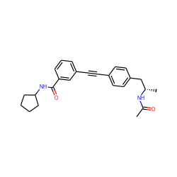 CC(=O)N[C@@H](C)Cc1ccc(C#Cc2cccc(C(=O)NC3CCCC3)c2)cc1 ZINC000113409352