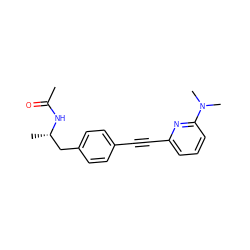 CC(=O)N[C@@H](C)Cc1ccc(C#Cc2cccc(N(C)C)n2)cc1 ZINC000142346050