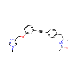 CC(=O)N[C@@H](C)Cc1ccc(C#Cc2cccc(OCc3cn(C)cn3)c2)cc1 ZINC000142350906