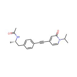 CC(=O)N[C@@H](C)Cc1ccc(C#Cc2ccn(C(C)C)c(=O)c2)cc1 ZINC000169706204