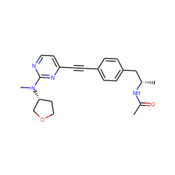 CC(=O)N[C@@H](C)Cc1ccc(C#Cc2ccnc(N(C)[C@@H]3CCOC3)n2)cc1 ZINC000113409544