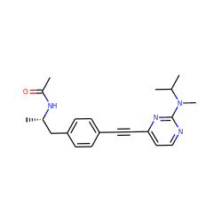 CC(=O)N[C@@H](C)Cc1ccc(C#Cc2ccnc(N(C)C(C)C)n2)cc1 ZINC000169706351