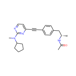 CC(=O)N[C@@H](C)Cc1ccc(C#Cc2ccnc(N(C)C3CCCC3)n2)cc1 ZINC000113233610