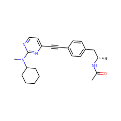 CC(=O)N[C@@H](C)Cc1ccc(C#Cc2ccnc(N(C)C3CCCCC3)n2)cc1 ZINC000113413948