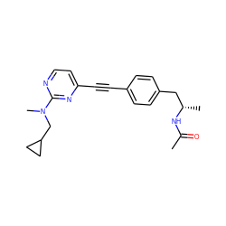 CC(=O)N[C@@H](C)Cc1ccc(C#Cc2ccnc(N(C)CC3CC3)n2)cc1 ZINC000113412264