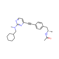 CC(=O)N[C@@H](C)Cc1ccc(C#Cc2ccnc(N(C)CC3CCCCC3)n2)cc1 ZINC000113412250