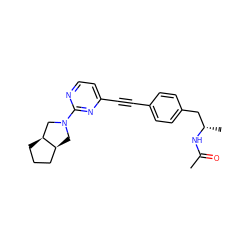 CC(=O)N[C@@H](C)Cc1ccc(C#Cc2ccnc(N3C[C@H]4CCC[C@H]4C3)n2)cc1 ZINC000113409557