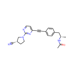 CC(=O)N[C@@H](C)Cc1ccc(C#Cc2ccnc(N3CC[C@H](C#N)C3)n2)cc1 ZINC000142352340