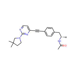 CC(=O)N[C@@H](C)Cc1ccc(C#Cc2ccnc(N3CCC(C)(C)C3)n2)cc1 ZINC000113412244