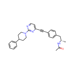 CC(=O)N[C@@H](C)Cc1ccc(C#Cc2ccnc(N3CCC(c4ccccc4)CC3)n2)cc1 ZINC000113410692