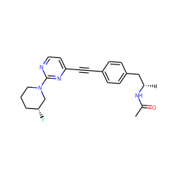 CC(=O)N[C@@H](C)Cc1ccc(C#Cc2ccnc(N3CCC[C@@H](F)C3)n2)cc1 ZINC000113413876